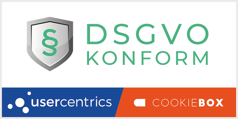 DSGVO-konform Siegel DSGVO-konform mit Cookiebox und Usercentrics